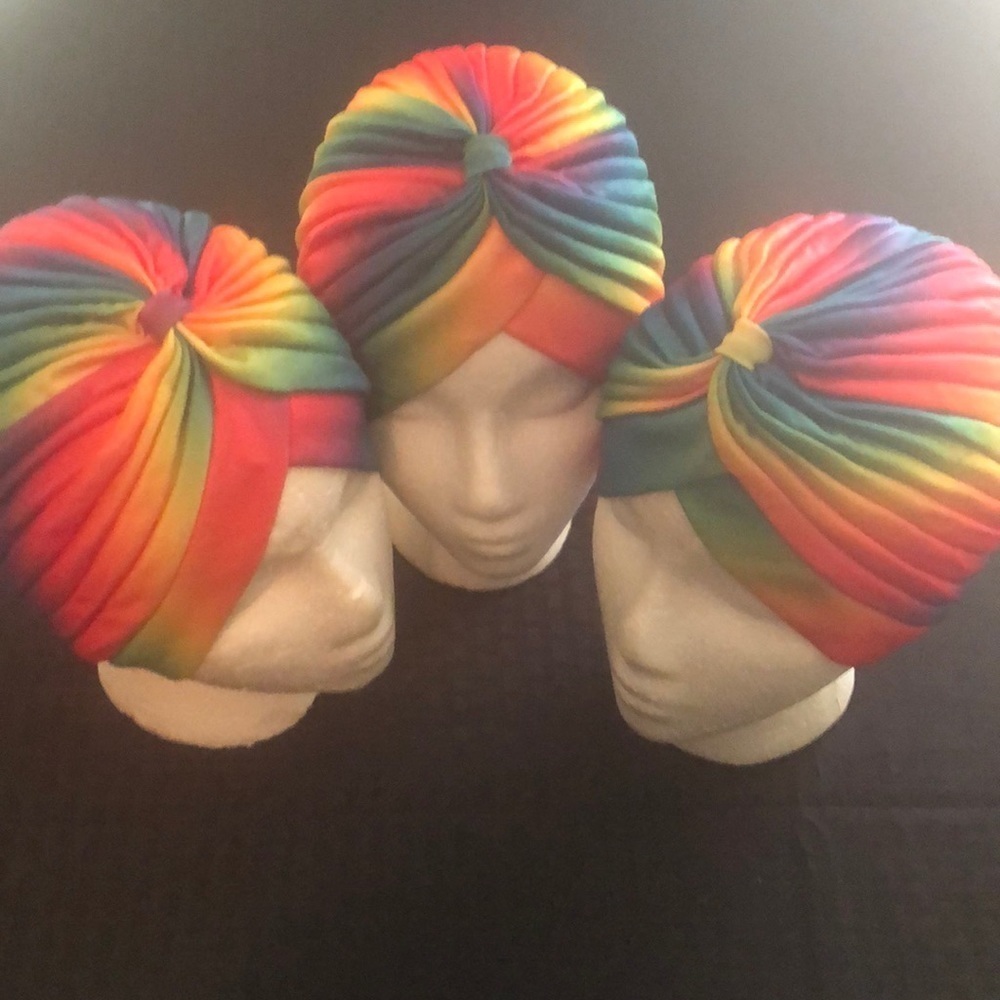 BEAUTIFUL RAINBOW TURBAN HAT - Picture 5 of 5